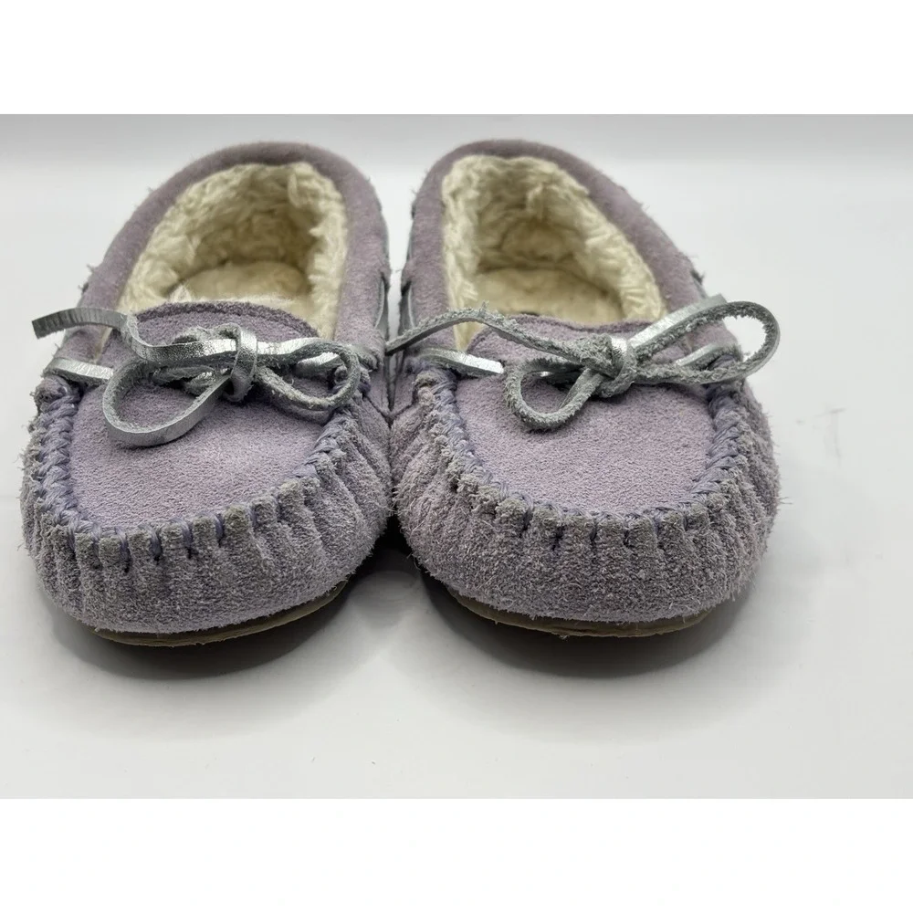 MINNETONKA Moccasins Cassie Shoes Girls Lined Flats Slippers Suede-9T Purple